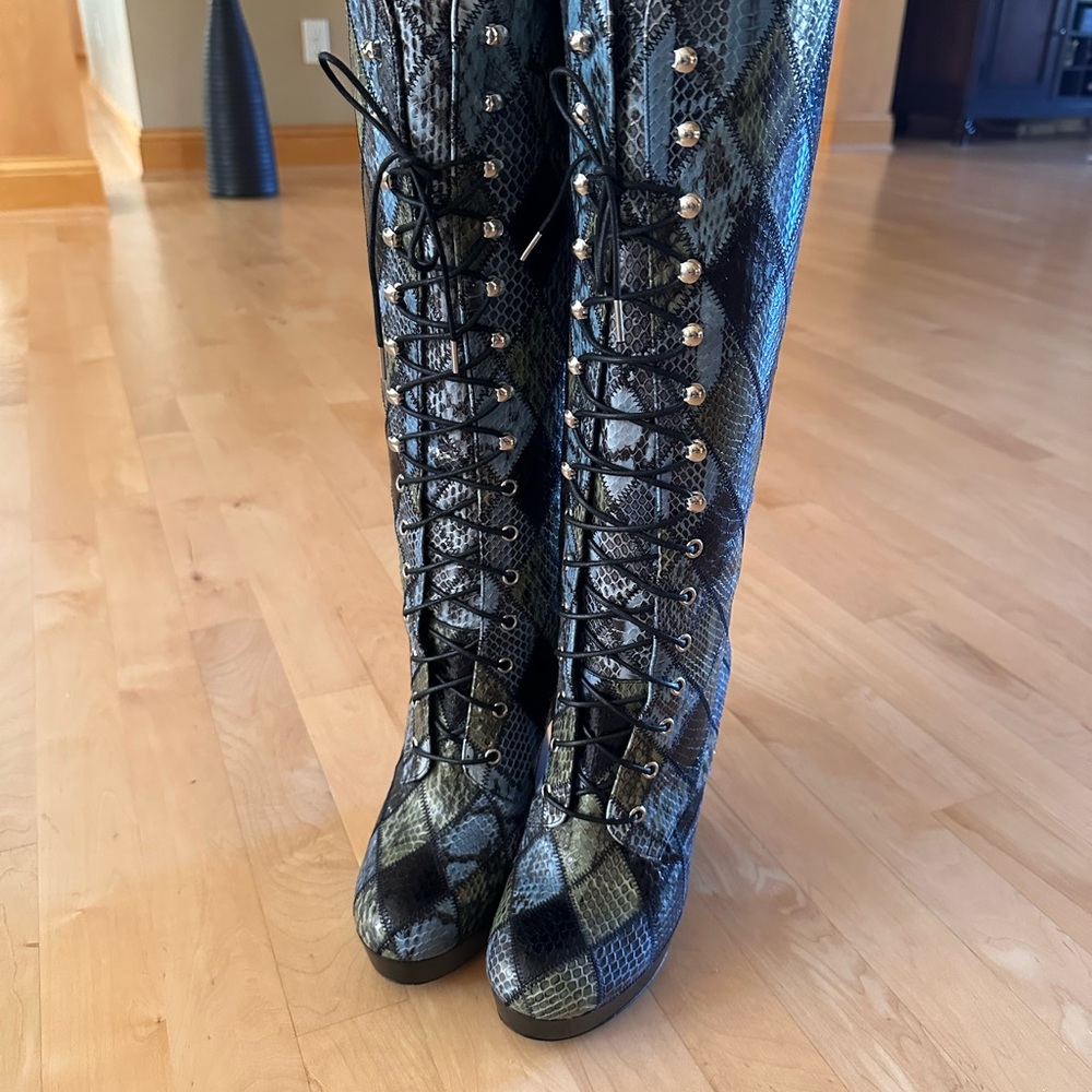 Stunning Michael Kors snakeskin patchwork boots, size 38.5 - Picture 3 of 9